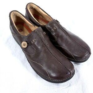 Clarks Unstructured Un Loop Loafers Dark Brown Leather Slip On Shoes 11N 65072
